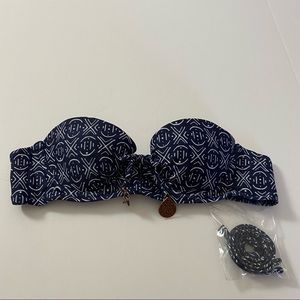 Aerie Strapless Bikini Top Navy 32A NWOT